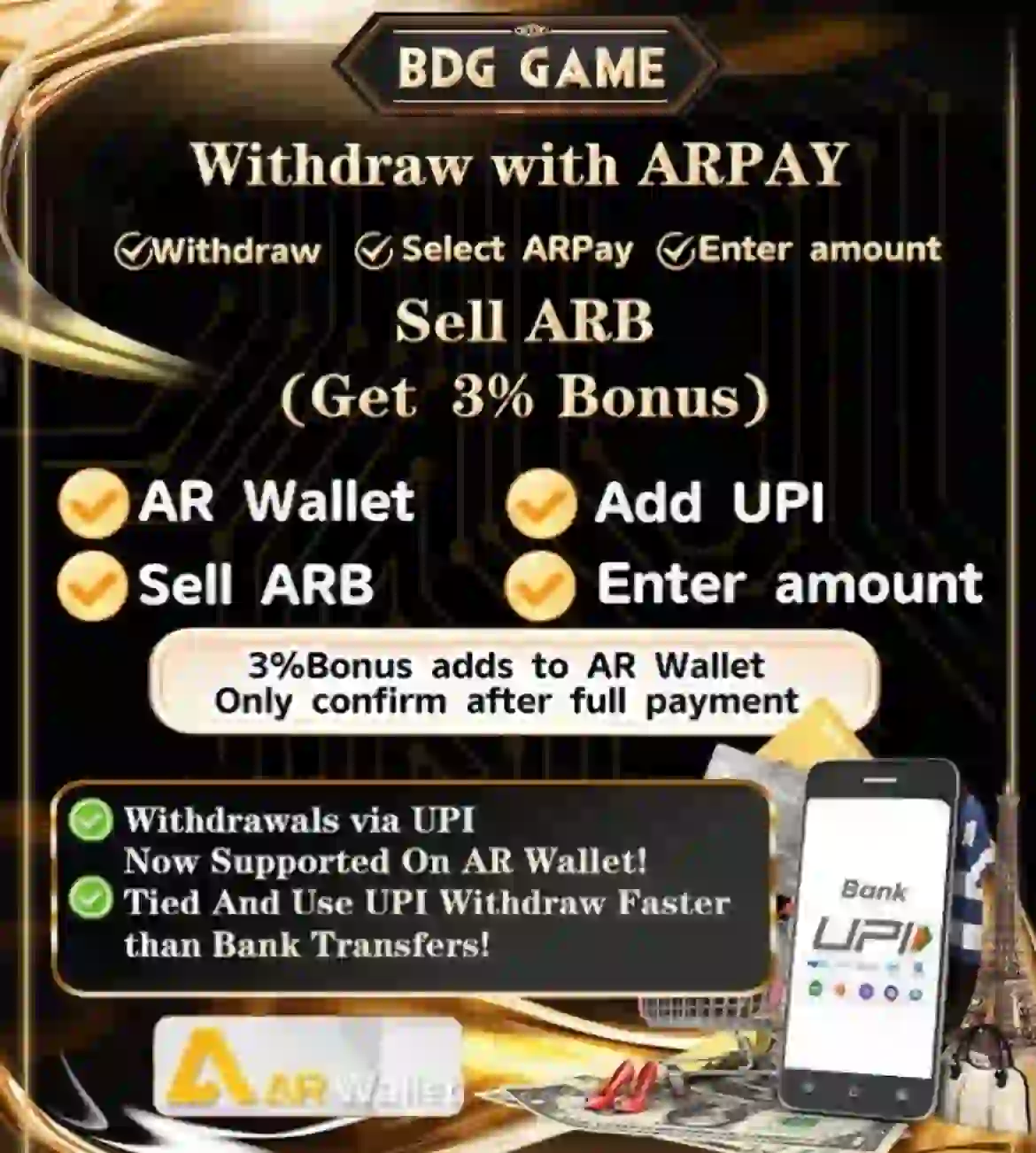 BDG Win attendance bonus rewards from 7 rupees on day 1 up to 6400 rupees on day 7